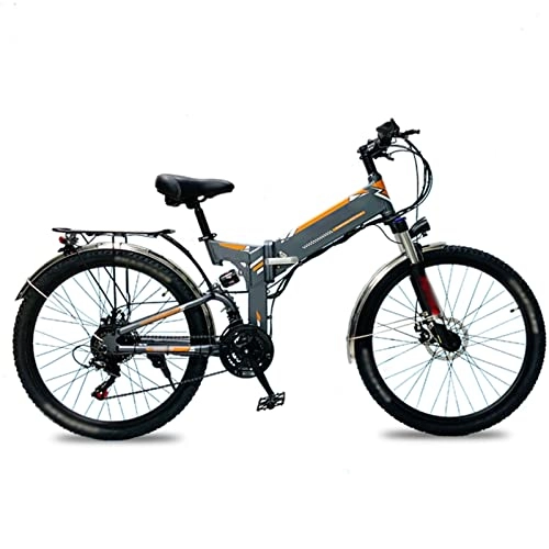 Folding Electric Mountain Bike : bzguld Electric bike Mountain Snow Beach Electric Bicycle for Adult 500W Electric Bike 26 inch Tire Ebikes Foldable 18 mph high speed 48V Lithium Battery E-Bike (Color : Gray)