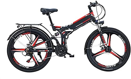 Folding Electric Mountain Bike : CASTOR Electric Bike 24 / 26'' Folding Electric Mountain Bike with Removable 48V / 10AH LithiumIon Battery 300W Motor Electric Bike EBike 21 Speed Gear And Three Working Modes