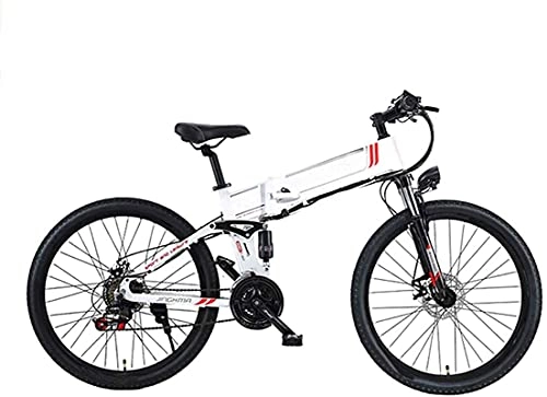 Folding Electric Mountain Bike : CASTOR Electric Bike 26'' Electric Bike, Folding Electric Mountain Bike with 48V 10Ah LithiumIon Battery, 350 Motor Premium Full Suspension And 21 Speed Gears, Lightweight Aluminum Frame