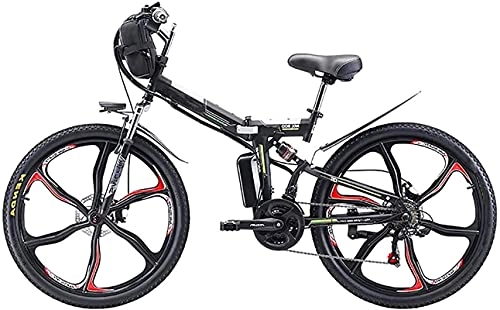 Folding Electric Mountain Bike : CASTOR Electric Bike 26'' Folding Electric Mountain Bike, 350W Electric Bike with 48V 8Ah / 13AH / 20AH LithiumIon Battery, Premium Full Suspension And 21 Speed Gears