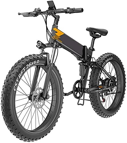 Folding Electric Mountain Bike : CASTOR Electric Bike 400W 26 Inch Fat Tire Electric Bicycle Mountain Beach Snow Bike for Adults, Folding Electric Mountain Bikes, EBike 7 Speed Lightweight Bicycle for Unisex