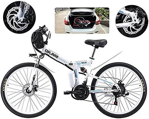 Folding Electric Mountain Bike : CASTOR Electric Bike EBike Folding Electric Mountain Bike, 500W Snow Bikes, 21 Speed 3 Mode LCD Display for Adult Full Suspension 26" Wheels Electric Bicycle for City Commuting Outdoor Cycling