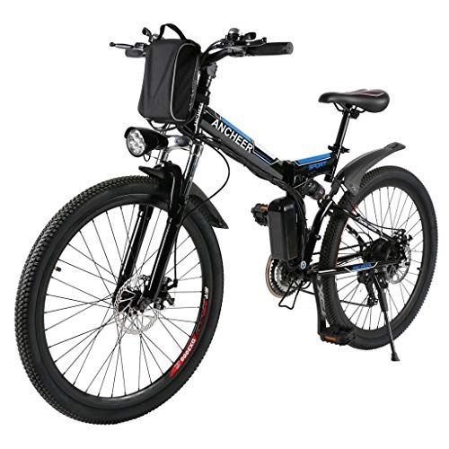 Folding Electric Mountain Bike : DEPTH Electric Mountain Bike 48V 10A with Removable Large Capacity Lithium-Ion Battery, Electric Bicycle 21 Speed Gear And Three Working Modes, Black