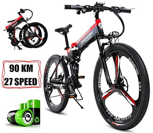 Folding Electric Mountain Bike : Dwm Electric Mountain Folding Bike for Adults 26 Inch 400w 48v 10ah Large Capacity Lithium Battery 27 Speed Three Working Modes, Alloy wheels