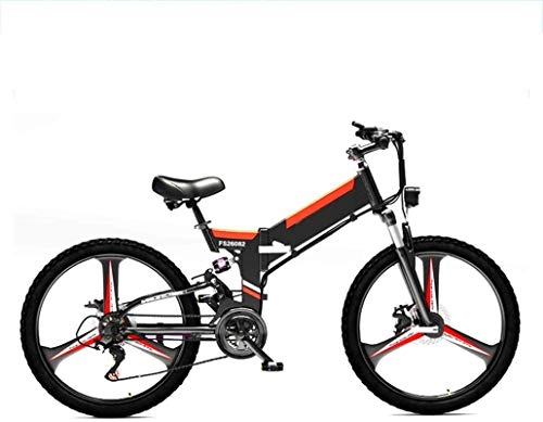 Folding Electric Mountain Bike : Ebikes, 24" Electric Bike, Folding Electric Mountain Bike with Super Lightweight Aluminum Alloy, Electric Bicycle, Premium Full Suspension And 21 Speed Gears, 350 Motor, Lithium Battery 48V ZDWN