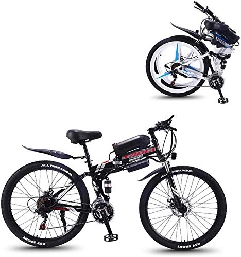 Folding Electric Mountain Bike : Ebikes, Electric Bike Folding Electric Mountain Bike with 26" Super Lightweight High Carbon Steel Material, 350W Motor Removable Lithium Battery 36V And 21 Speed Gears ( Color : Black , Size : 10AH )