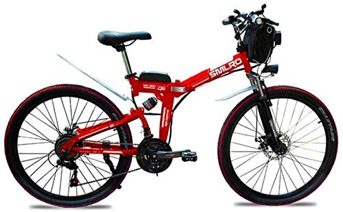 Folding Electric Mountain Bike : Electric Bike 26" Electric Mountain Bike Folding Electric Bike with Removable 48V 500W 13Ah Lithium-Ion Battery for Adult Max Speed Is 40Km / H (Color : Red)