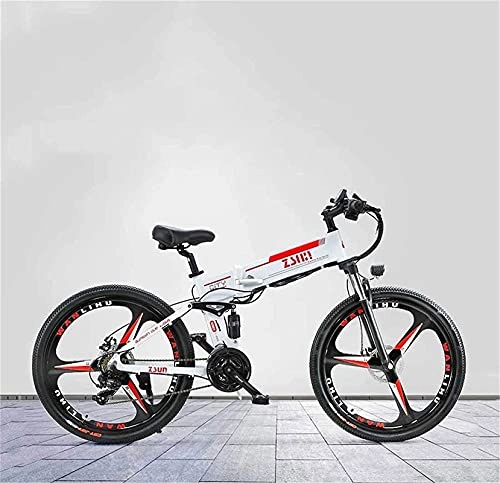 Folding Electric Mountain Bike : Electric Bike 26 Inch Adult Folding Electric Mountain Bike, 48V Lithium Battery, With GPS AntiTheft Positioning System Electric Bicycle, 21 Speed (Color : B)