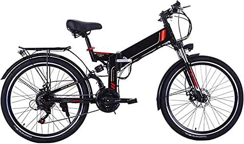 Folding Electric Mountain Bike : Electric Bike 26 Inch Electric Bike Folding Mountain EBike 21 Speed 36V 8A / 10A Removable Lithium Battery Electric Bicycle for Adult 300W Motor High Carbon Steel Material