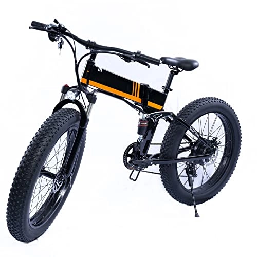 Folding Electric Mountain Bike : Electric Bike 500w Foldable 18.6 Mph 24 Inch Tire Full Suspension Electric Folding Bike with Lithium Battery 48V, 27 Speed Mountain Adult Electric Bicycles