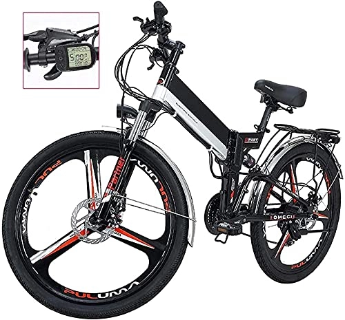 Folding Electric Mountain Bike : Electric Bike Bikes, Folding Electric Bike for Adults LED Display Electric Mountain Bicycle Commute EBike Three Modes Riding Assist 21 Speeds Shift Electric Bike for City Outdoor Cycling Travel Work