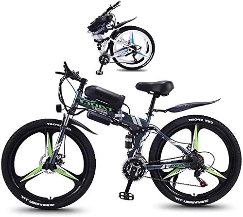Folding Electric Mountain Bike : Electric Bike Electric Bike Folding Electric Mountain 350W Foldaway Sport City Assisted Electric Bicycle with 26" Super Lightweight Magnesium Alloy Integrated Wheel, Full Suspension And 21 Speed Gears