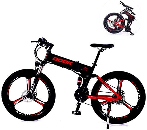 Folding Electric Mountain Bike : Electric Bike Electric Mountain Bike 26" Electric Bike City Commute Bike with Removable 8AH Battery, 5 Speed Gear Electric Bicycle for Adult for the jungle trails, the snow, the beach, the hi