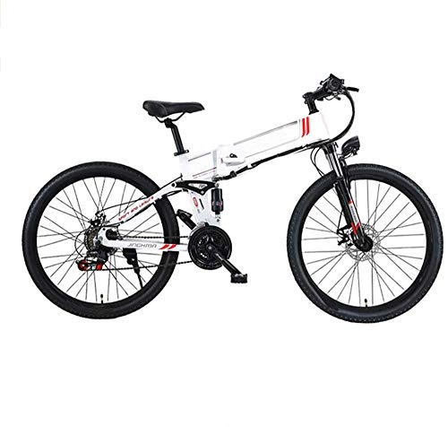 Folding Electric Mountain Bike : Electric Bike Electric Mountain Bike 26'' Electric Bike, Folding Electric Mountain Bike with 48V 10Ah Lithium-Ion Battery, 350 Motor Premium Full Suspension And 21 Speed Gears, Lightweight Aluminum Fr