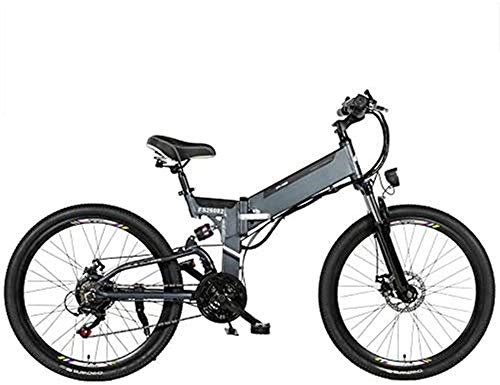Folding Electric Mountain Bike : Electric Bike Electric Mountain Bike 26'' Folding Electric Mountain Bike with Removable 48V 10 / 12.8AH Lithium-Ion Battery 350W Motor Electric Bike E-Bike 21 Speed Gear And Three Working Modes, Gray, 10A