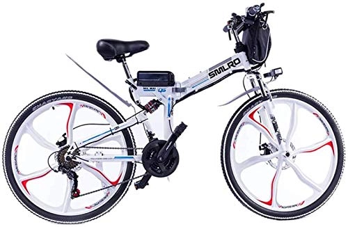 Folding Electric Mountain Bike : Electric Bike Electric Mountain Bike 26 in Folding Electric Bikes, 48V / 10A / 350W Double Disc Brake Full suspension Bicycle Boost Mountain Cycling for the jungle trails, the snow, the beach, the hi