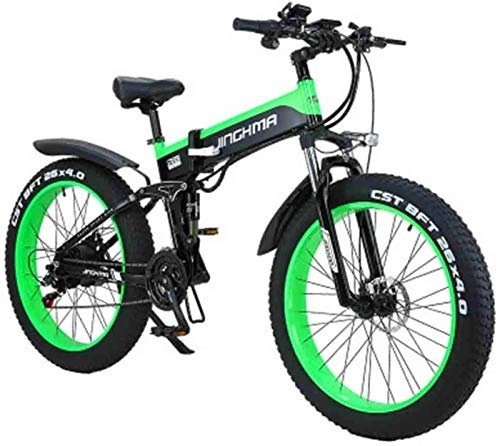 Folding Electric Mountain Bike : Electric Bike Electric Mountain Bike 26 Inch Electric Bicycle Foldable 500W48V10Ah Lithium Battery Mountain Bike 21-Speed Off-Road Power Bike 4.0 Big Tires Adult Commuter for the jungle trails, the sn