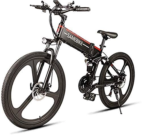 Folding Electric Mountain Bike : Electric Bike Electric Mountain Bike 26-inch Electric Mountain Bike, 21 Shift Levers with 350W Motor, 48V 10Ah Battery, for Men's Outdoor Cycling and Travel Work for the jungle trails, the snow, the b