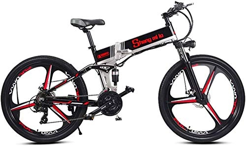Folding Electric Mountain Bike : Electric Bike Electric Mountain Bike 26 Inch Electric Mountain Bike 48V 350W Foldable Lithium Battery Aluminum Alloy Body 3 Working Modes Multi-Function Intelligent Instrument Adult Off-Road, Black, Int