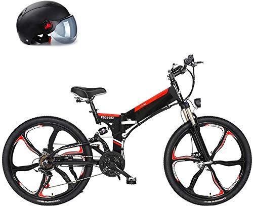 Folding Electric Mountain Bike : Electric Bike Electric Mountain Bike Electric Bike 26'' Adults Electric Bicycle / Electric Mountain Bike, 25KM / H Ebike with Removable 10Ah 480WH Battery, Professional 21 Speed Gears, Black for the jungle