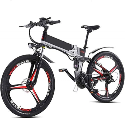 Folding Electric Mountain Bike : Electric Bike Electric Mountain Bike Foldable Electric Bike 26'' Mountain Adult E Bike Beach Snow Bike Bicycle Wheel 2.0 Tire with 300w Motor and 48v / 12.5ah Lithium Battery 21-speed Gear for th