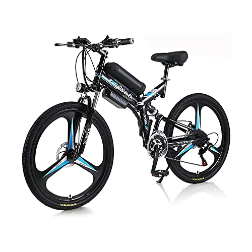 Folding Electric Mountain Bike : Electric Bike For Adult Men Women, Folding Bike 350W 36V 10A 18650 Lithium-Ion Battery Foldable 26" Mountain E-Bike With 21-Speed Shimano Transmission System Easy To Folding(Color:black)