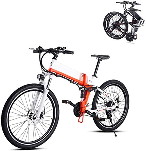 Folding Electric Mountain Bike : Electric Bikes, 26 In Folding Electric Mountain Bike with 48V 350W Lithium Battery Aluminum Alloy Electric E-bike with Hide Battery and Front and Rear Shock Absorbers Electric Bicycle for Unisex, E-Bi