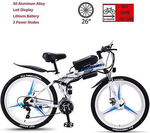 Folding Electric Mountain Bike : Electric Bikes, Electric Folding Bicycle, 36V350W Super Powerful Motor, 50-90Km Endurance, Charging Time 3-5 Hours, 26-Inch 21-Speed Mountain Bike, Suitable for Men and Women to Ride on All Terrain , E