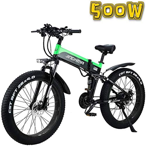 Folding Electric Mountain Bike : Electric Bikes, Electric Mountain Bike 26-Inch Foldable Fat Tire Electric Bicycle, 48V500W Snow Bike / 4.0 Fat Tire, 13AH Lithium Battery, Soft Tail Bicycle for Men and Women, E-Bike