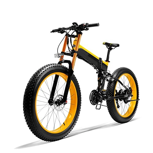 Folding Electric Mountain Bike : Electric Bikes for Adults 1000W Electric Bike for Adults, City Snow Beach Folding Electric Bicycle 48V 14.5Ah Snow 264.0 Fat Tire Electric Bike