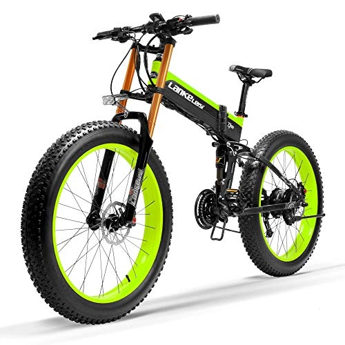 Folding Electric Mountain Bike : Electric Bikes - T750Plus New Electric Mountain Bike 5-Level Pedal Assist Sensor, Powerful Motor, 48V 14.5Ah Li-ion Battery Upgraded to Downhill Fork Snow Bike