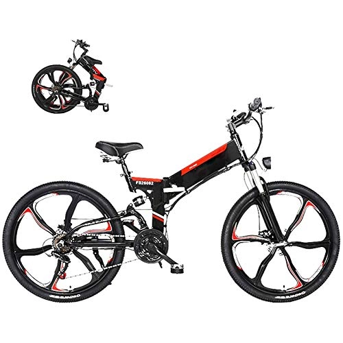 Folding Electric Mountain Bike : Electric Mountain Bike, Electric Bikes for Adults 26" Folding Electric Bike 3-Mode 21-Speed Mountain Ebike with 350W Motor And LCD Meter Folding E-Bike MAX 24Mph Load Bearing 300Lb Easy To Travel Elec