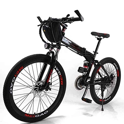 Folding Electric Mountain Bike : Electric Powerful Bicycle Folding Electric Bikes for Adults 26 In with 36V Removable Large Capacity 8Ah Lithium-Ion Battery Mountain E-Bike 21 Speed Lightweight Bicycle for Unisex Electric Mountain Bi