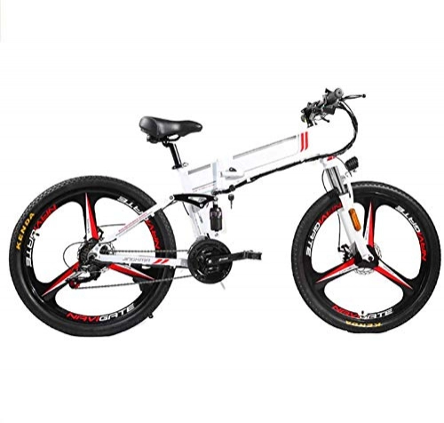 Folding Electric Mountain Bike : Electric Snow Bike, 26'' Electric Bike, 350W Motor Foldable Electric Bicycle with Removable 48V 8AH / 10AH Lithium-Ion Battery for Adults, 21 Speed Shifter Mountain Electric Bike Lithium Battery Beach C