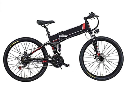Folding Electric Mountain Bike : Electric Snow Bike, 26'' Electric Bike, Folding Electric Mountain Bike with 48V 10Ah Lithium-Ion Battery, 350 Motor Premium Full Suspension And 21 Speed Gears, Lightweight Aluminum Frame Lithium Batte