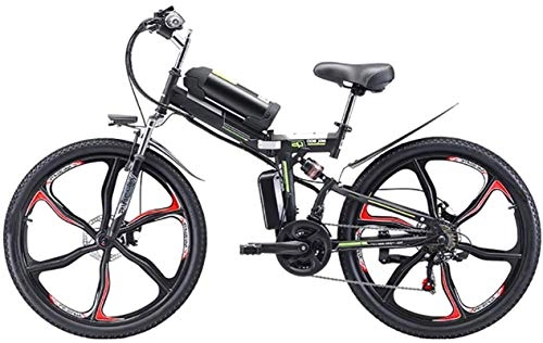 Folding Electric Mountain Bike : Electric Snow Bike, 26'' Folding Electric Mountain Bike, 350W Electric Bike with 48V 8Ah / 13AH / 20AH Lithium-Ion Battery, Premium Full Suspension And 21 Speed Gears Lithium Battery Beach Cruiser for Ad