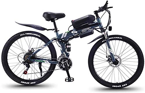 Folding Electric Mountain Bike : Electric Snow Bike, 26 in Folding Electric Bike for Adults Mountain E-Bike with 350W Motor 21 Speeds High-Carbon Steel Double Disc Brake City Bicycle for Commuting, Short Trip Lithium Battery Beach Cr