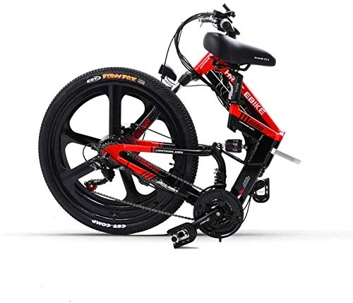 Folding Electric Mountain Bike : Electric Snow Bike, 26Inch Folding Electric Mountain Bicycle 48V 400W High Speed Ebike Removable Lithium Battery Travel Assisted Electric Bike Lithium Battery Beach Cruiser for Adults ( Color : Red )