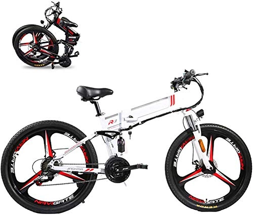 Folding Electric Mountain Bike : Electric Snow Bike, 350W Folding Electric Bike 26" Electric Bike Mountain E-Bike 21 Speed 48V 8A / 10A / 12.8A Removable Lithium Battery Electric Bikes for Adults 3 Mode Top Speed 21.7Mph Lithium Battery