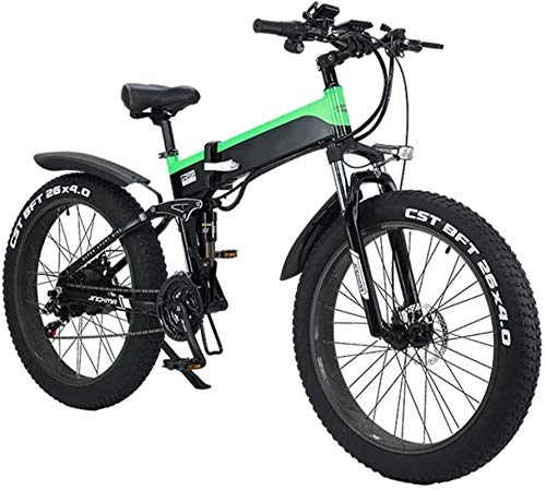 Folding Electric Mountain Bike : Electric Snow Bike, Adult Folding Electric Bikes, Hybrid Recumbent / Road Bikes, with Aluminum Alloy Frame, LCD Screen, Three Riding Mode, 7 Speed 26 Inch City Mountain Bicycle Booster Lithium Battery B