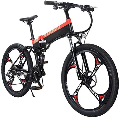 Folding Electric Mountain Bike : Electric Snow Bike, Electric Folding Bike for Adults, Lightweight Aluminum Alloy Frame Mountain Cycling Bicycle, Max Load 120KG, Three Steps Folding, Eco-Friendly Bike for Outdoor Cycling Work Out Lit