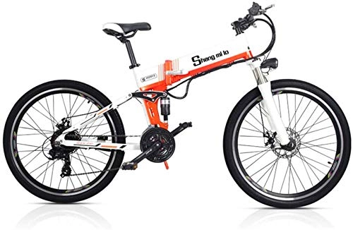 Folding Electric Mountain Bike : Electric Snow Bike, Electric Mountain Bike Foldable, 48V Eletric Bike for Adults Folding Bikes Fat Tire Bikes Removable Lithium-Ion Battery E-Bikes Shifter Eletric Bicycle Lithium Battery Beach Cruise