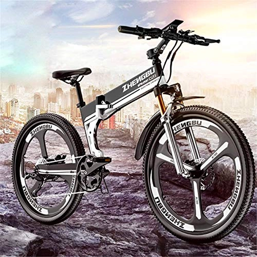 Folding Electric Mountain Bike : Electric Snow Bike, Electric Mountain Bikes, 26-Inch Folding Aluminum Alloy Electric Bikes, 48V400V Soft Tail Bikes, 12AH / 90Km Battery Life, Worry-Free Travel for Men and Women Lithium Battery Beach C