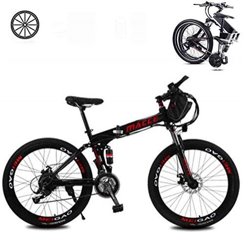 Folding Electric Mountain Bike : Electric Snow Bike, Folding Electric Bikes for Adults 26 In with 36V Removable Large Capacity 8Ah Lithium-Ion Battery Mountain E-Bike 21 Speed Lightweight Bicycle for Unisex Lithium Battery Beach Crui