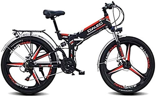 Folding Electric Mountain Bike : Electric Snow Bike, Folding Electric Mountain Bike 26" / 24"Mountain Bike, Front And Rear Double Shock Absorption Three Working Modes for Adults City Commuting Outdoor Cycling Lithium Battery Beach Cruis