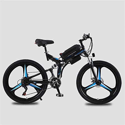 Folding Electric Mountain Bike : Electric Snow Bike, Mountain Bike 21 Speed E Bike 26 Inches Electric Foldable Double Disc Brake Full Suspension Mountain Bikes 10AH 70 Kilometers Endurance Level 5damping Hybrid Bike Lithium Battery B