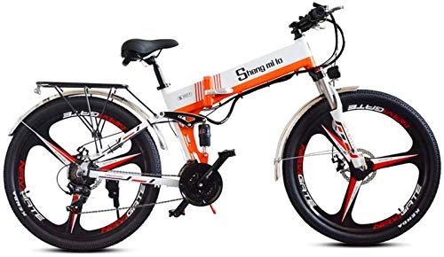 Folding Electric Mountain Bike : Electric Snow Bike, Professional Mountain Electric Bike, Suspension Electric Bicycle 350W Ebike 48V Power Regeneration, Seat Adjustable, Portable Folding Bicycle, Cruise Mode Lithium Battery Beach Crui