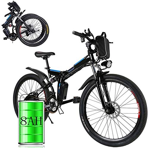 Folding Electric Mountain Bike : Fangfang Electric Bikes, 26" Foldable Electric Mountain Bike with Removable 36V 8AH 250W Lithium-Ion Battery for Mens Outdoor Cycling Travel Work Out And Commuting, E-Bike