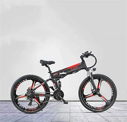 Folding Electric Mountain Bike : Fangfang Electric Bikes, 26 Inch Adult Foldable Electric Mountain Bike, 48V Lithium Battery, With Oil Brake Aluminum Alloy Electric Bicycle, 21 Speed, E-Bike (Color : B)