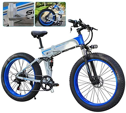 Folding Electric Mountain Bike : Fangfang Electric Bikes, Foldable Electric Bike Three Work Modes Lightweight Aluminum Alloy Folding Bicycles 350W 36V with Rear-Shock Absorber for Adults City Commuting, E-Bike
